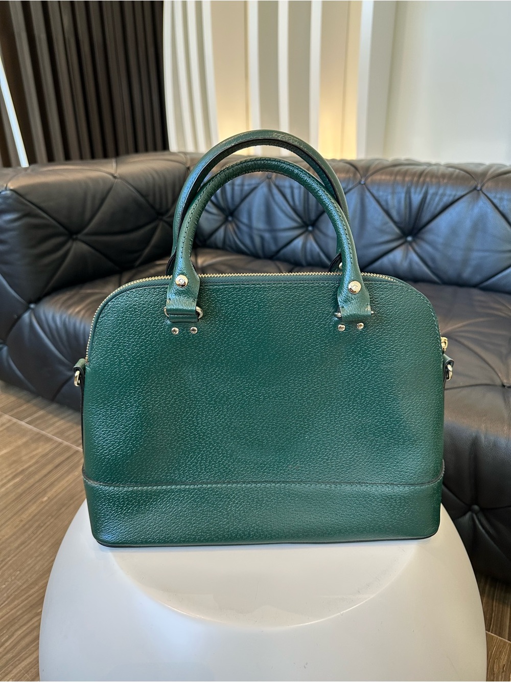 kate spade Emerald Green Pebbled Leather Dome Satchel - Picture 2 of 7